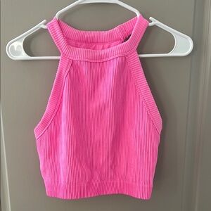 Aerie Pink Ribbed Sleeveless Crop Tank